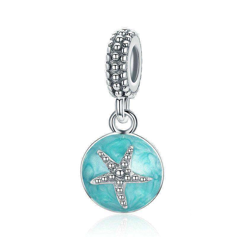 Pandora Compatible 925 sterling silver Clear CZ Starfish &amp; Sea Green Enamel Charm From CharmSA Image 1