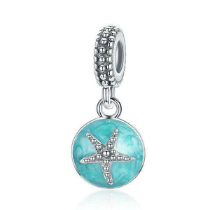 Pandora Compatible 925 sterling silver Clear CZ Starfish & Sea Green Enamel Charm From CharmSA Image 1