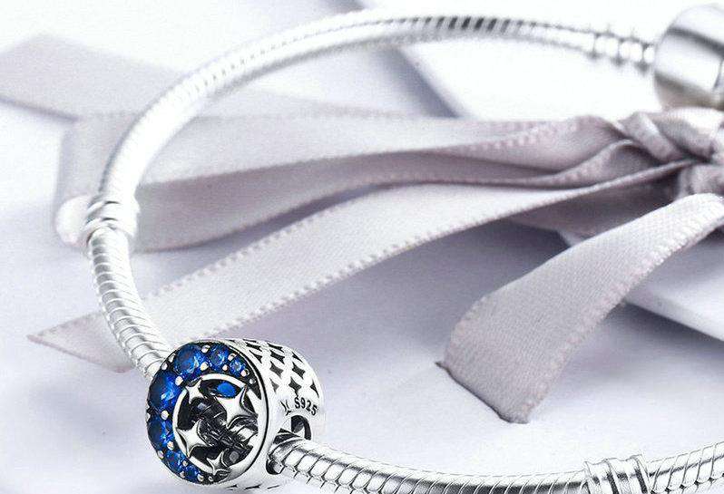 Pandora Compatible 925 sterling silver Blue Star &amp; Moon Legend Clearly CZ Charm From CharmSA Image 3