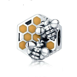 Pandora Compatible 925 sterling silver Honeycomb Bee Square Charm From CharmSA Image 1