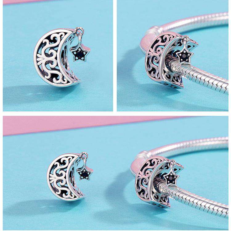 Pandora Compatible 925 sterling silver Openwork Moon and Star Charm From CharmSA Image 2