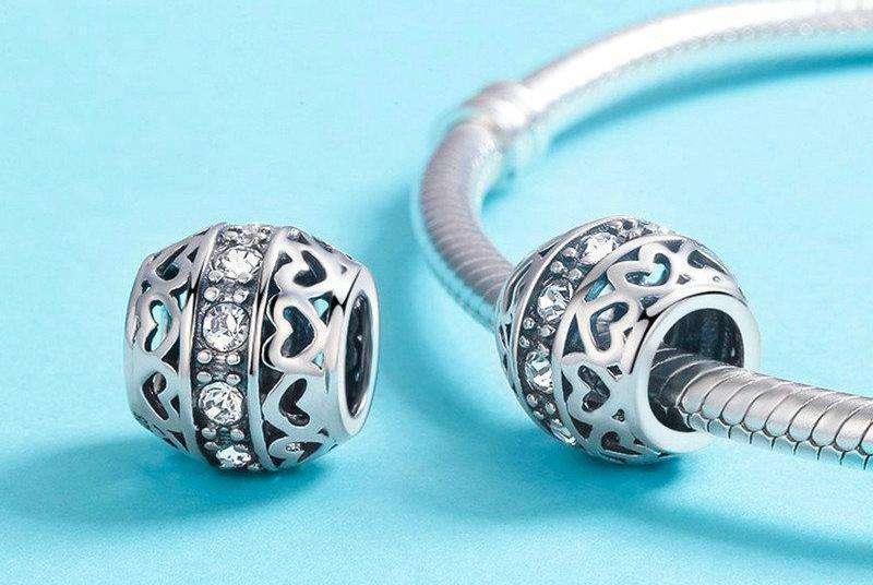 Pandora Compatible 925 sterling silver Stackable Heart Clear CZ Charm From CharmSA Image 2