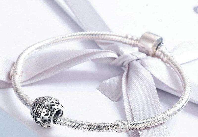 Pandora Compatible 925 sterling silver Stackable Heart Clear CZ Charm From CharmSA Image 3