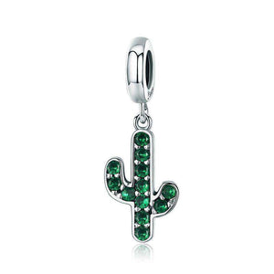 Pandora Compatible 925 sterling silver Strong Cactus Glittering Green CZ Charm From CharmSA Image 1
