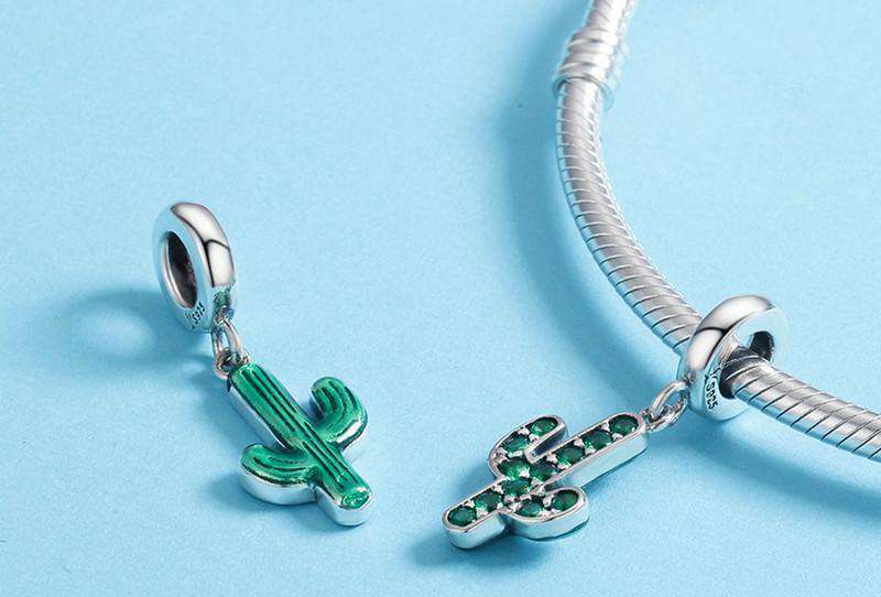 Pandora Compatible 925 sterling silver Strong Cactus Glittering Green CZ Charm From CharmSA Image 3