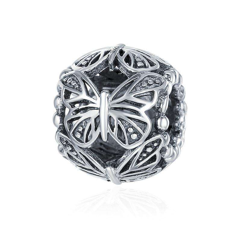 Pandora Compatible 925 sterling silver Stackable Butterfly Round Charm From CharmSA Image 1