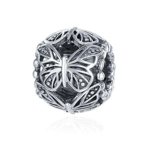 Pandora Compatible 925 sterling silver Stackable Butterfly Round Charm From CharmSA Image 1
