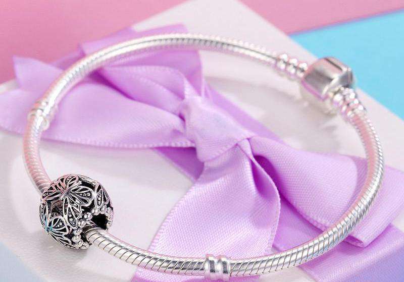 Pandora Compatible 925 sterling silver Stackable Butterfly Round Charm From CharmSA Image 2