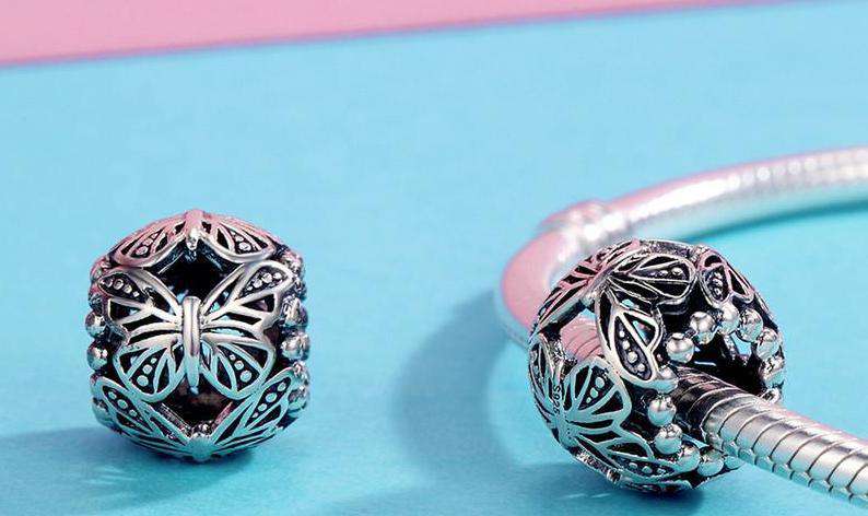 Pandora Compatible 925 sterling silver Stackable Butterfly Round Charm From CharmSA Image 3