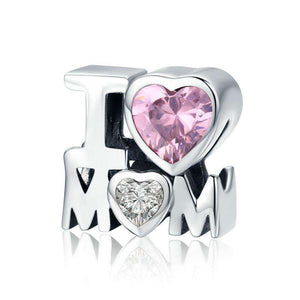 Pandora Compatible 925 sterling silver I Love Mom Pink CZ Charm From CharmSA Image 1