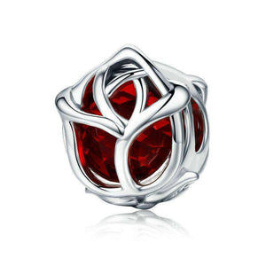 Pandora Compatible 925 sterling silver Rose Flower, Red CZ Charm From CharmSA Image 1