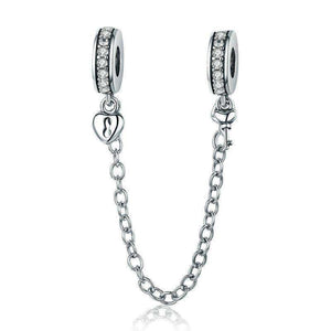 Pandora Compatible 925 sterling silver Heart Love Heart Dangle Safety Chain From CharmSA Image 1