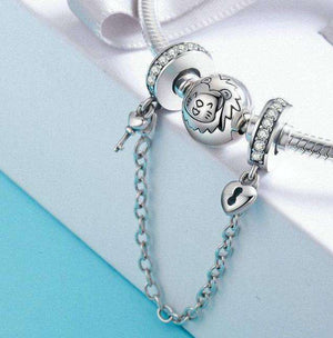 Pandora Compatible 925 sterling silver Heart Love Heart Dangle Safety Chain From CharmSA Image 2