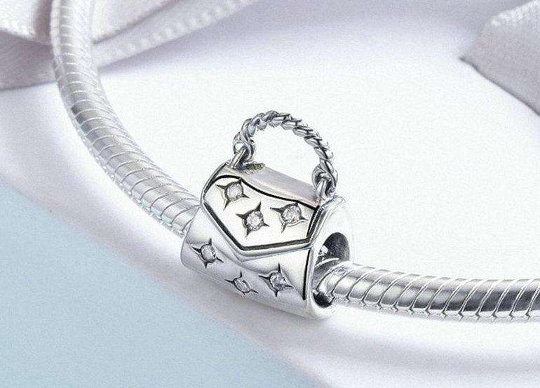 Pandora Compatible 925 sterling silver Clear CZ Women Handbag Charm From CharmSA Image 2