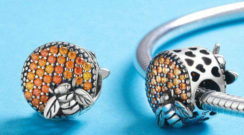 Pandora Compatible 925 sterling silver Bee Honeycomb Home Crystal CZ Charm From CharmSA Image 2