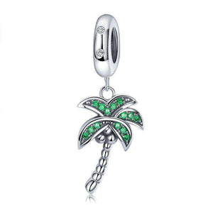 Pandora Compatible 925 sterling silver Coconut Tree Green CZ Charm From CharmSA Image 1