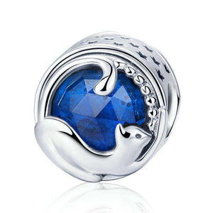 Pandora Compatible 925 sterling silver Playing Kitty Blue CZ Charm From CharmSA Image 1