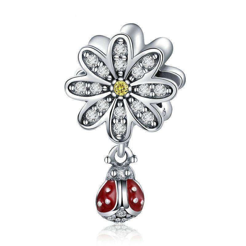 Pandora Compatible 925 sterling silver Trendy CZ Daisy Flower Ladybug Charm From CharmSA Image 1