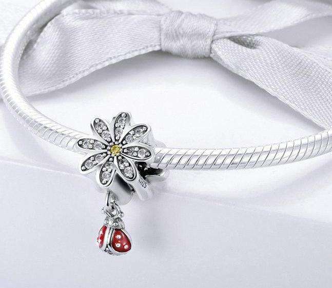 Pandora Compatible 925 sterling silver Trendy CZ Daisy Flower Ladybug Charm From CharmSA Image 3