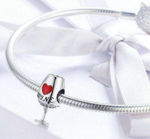 Pandora Compatible 925 sterling silver Wine Cup Heart Pave Charm From CharmSA Image 2