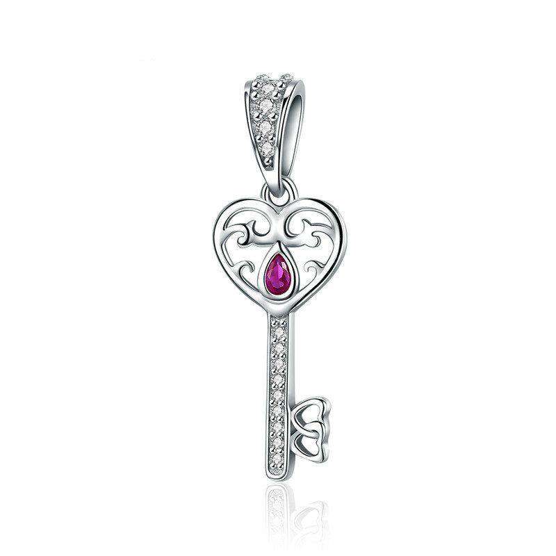 Pandora Compatible 925 sterling silver Happiness Key Heart Shape Charm From CharmSA Image 1