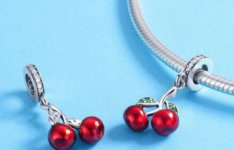 Pandora Compatible 925 sterling silver Fruit Red Enamel Cherry Charm From CharmSA Image 3