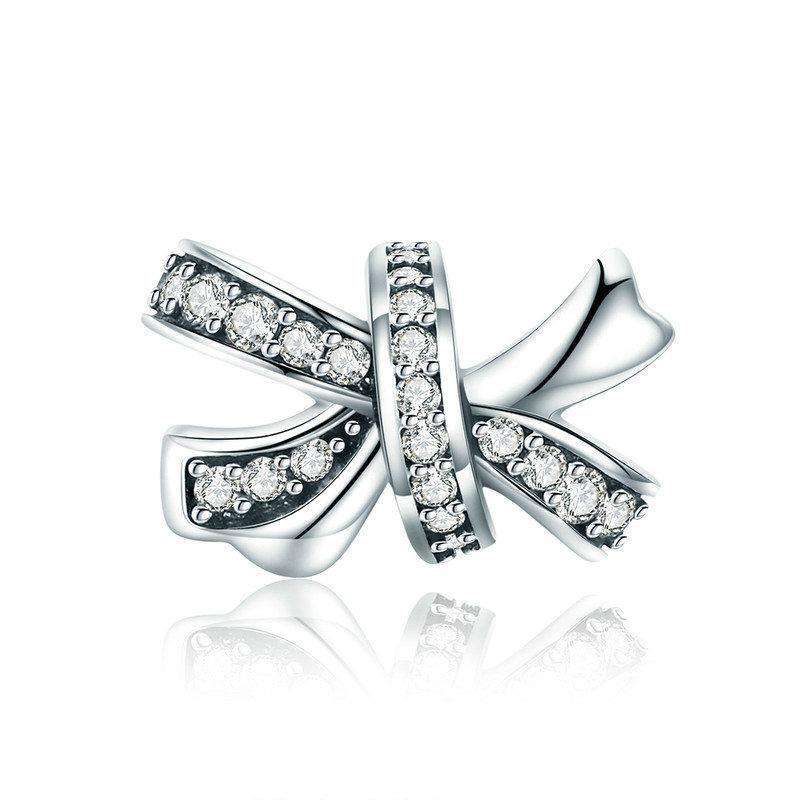 Pandora Compatible 925 sterling silver Sweet Bowknot Dazzling CZ Charm From CharmSA Image 1