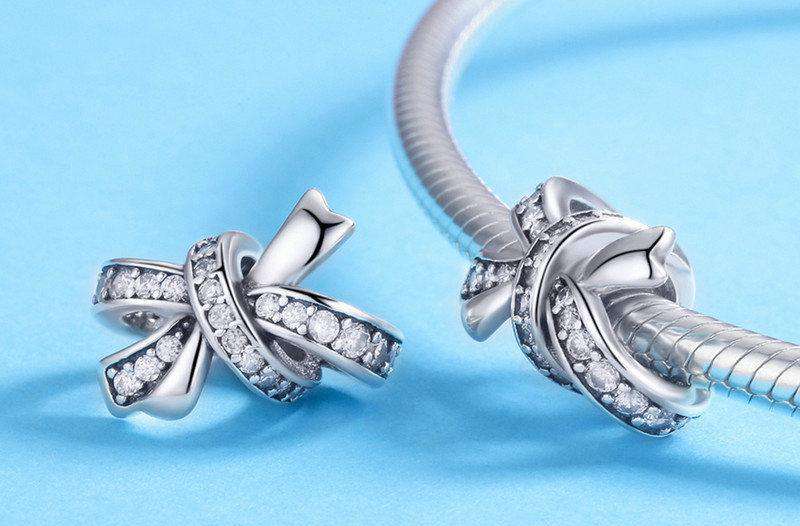 Pandora Compatible 925 sterling silver Sweet Bowknot Dazzling CZ Charm From CharmSA Image 2