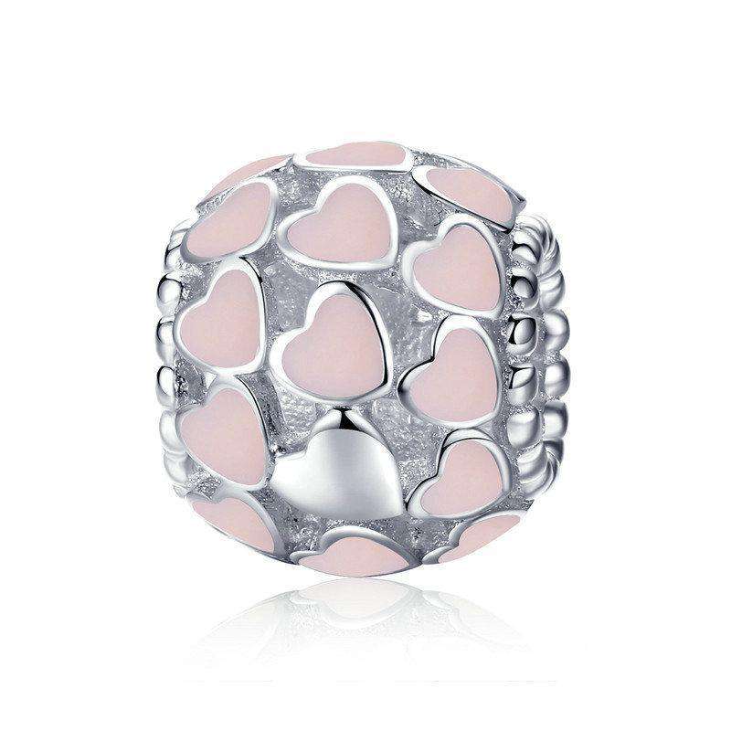 Pandora Compatible 925 sterling silver Sweet Heart to Heart pink Enamel Charm From CharmSA Image 1