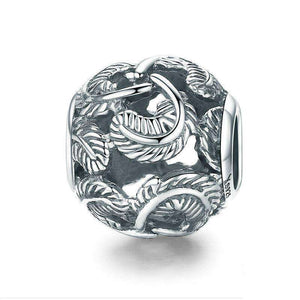 Pandora Compatible 925 sterling silver Stackable Feathers Round Charm From CharmSA Image 1