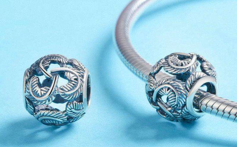 Pandora Compatible 925 sterling silver Stackable Feathers Round Charm From CharmSA Image 2