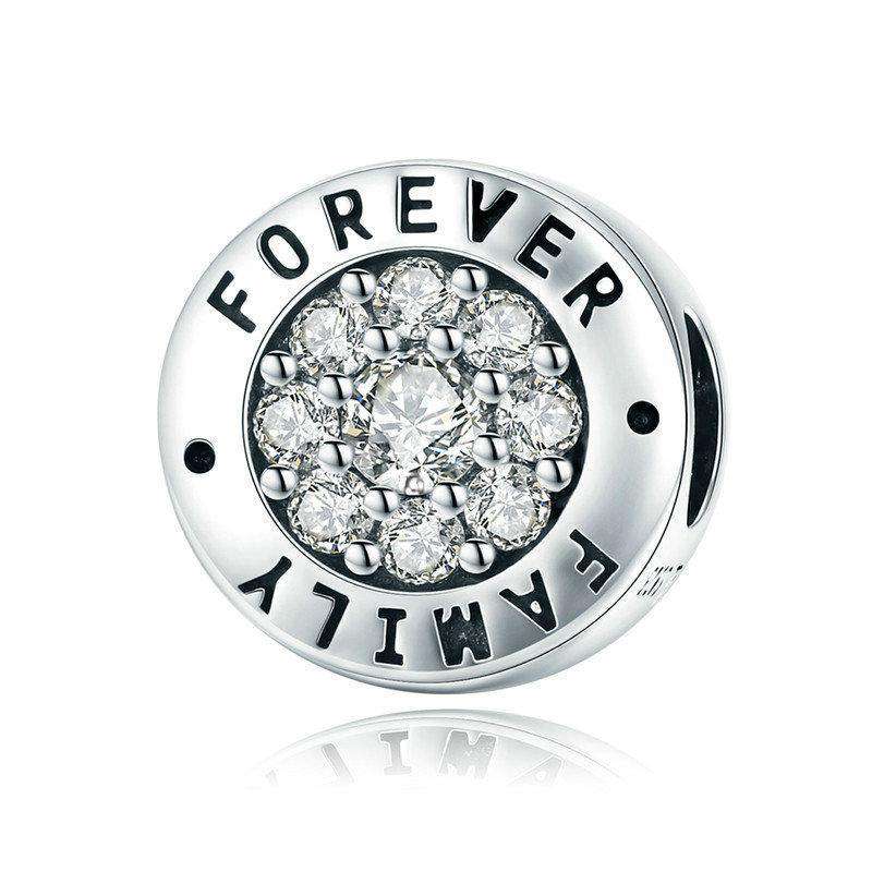 Pandora Compatible 925 sterling silver Forever Family Round CZ Charm From CharmSA Image 1