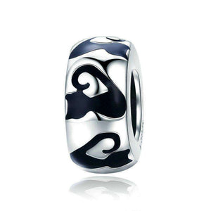 Pandora Compatible 925 sterling silver Stackable Cat Long Nail Black Enamel Spacer From CharmSA Image 1
