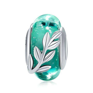 Pandora Compatible 925 sterling silver Tree Leaves Green Murano Glass Charm From CharmSA Image 1