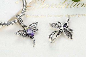 Pandora Compatible 925 sterling silver Dragonfly Insect Purple Charm From CharmSA Image 2