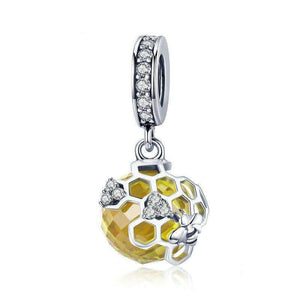 Pandora Compatible 925 sterling silver Honeycomb Bee Yellow CZ Charm From CharmSA Image 1