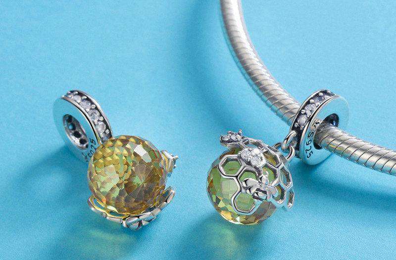 Pandora Compatible 925 sterling silver Honeycomb Bee Yellow CZ Charm From CharmSA Image 2