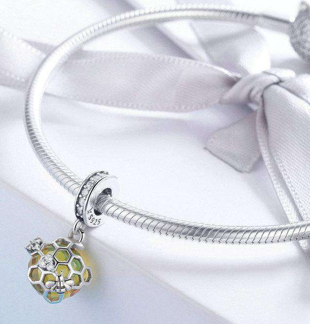 Pandora Compatible 925 sterling silver Honeycomb Bee Yellow CZ Charm From CharmSA Image 3