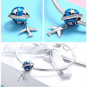 Pandora Compatible 925 sterling silver Stars And Plane Charm with Clear CZ From CharmSA Image 2