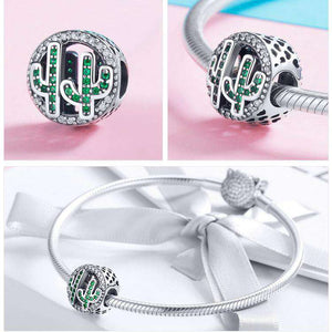 Pandora Compatible 925 sterling silver Cactus Plant Green CZ Charm From CharmSA Image 2