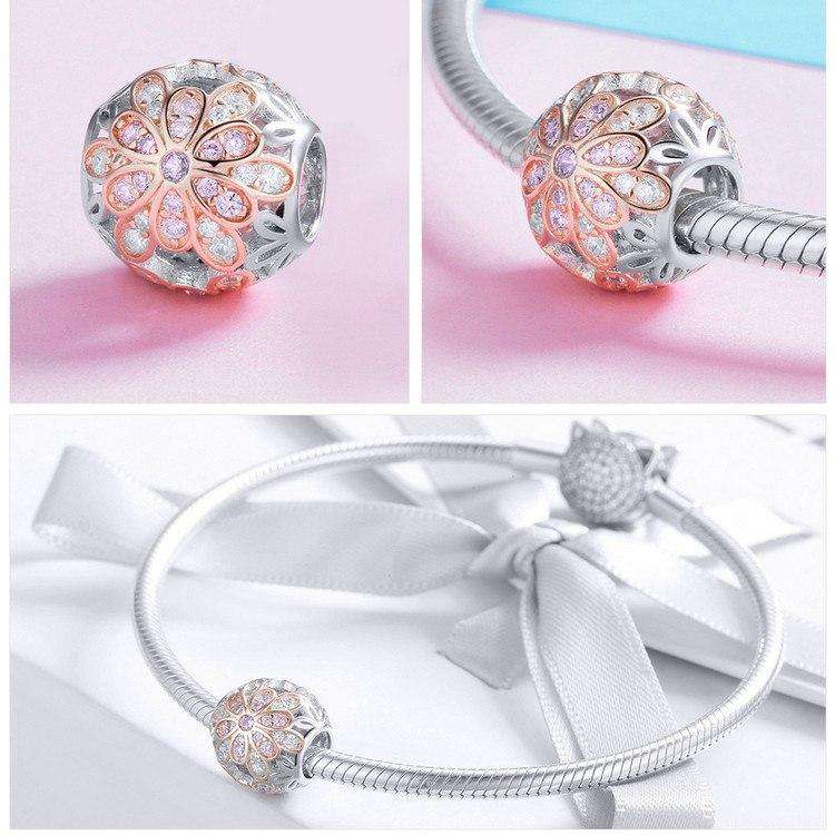 Pandora Compatible 925 sterling silver Blooming Flower Buds CZ Charm From CharmSA Image 2