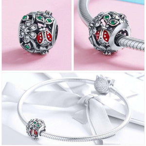 Pandora Compatible 925 sterling silver Red Ladybug Flower CZ Charm From CharmSA Image 2