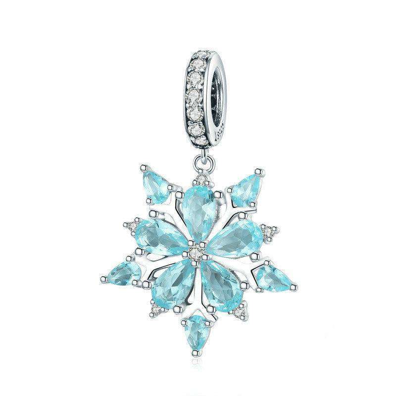 CharmSA Snowflake Dangle Charm Fits Pandora Bracelets Sterling