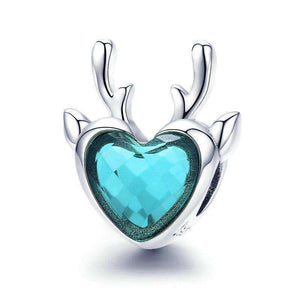 Pandora Compatible 925 sterling silver Christmas Elk Heart CZ Charm From CharmSA Image 1