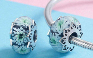 Pandora Compatible 925 sterling silver Chrysanthemum Flower European Glass Charm From CharmSA Image 2