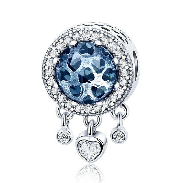 Pandora Compatible 925 sterling silver Blue Heart Radiant Dangle Charm From CharmSA Image 1