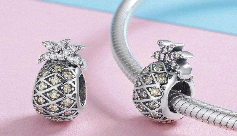 Pandora Compatible 925 sterling silver Summer Pineapple Fruit CZ Charm From CharmSA Image 2