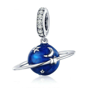 Pandora Compatible 925 sterling silver Secret Planet Moon Star Blue Enamel Charm From CharmSA Image 1
