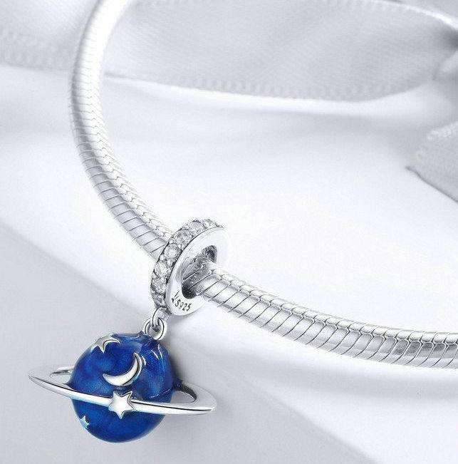 Pandora Compatible 925 sterling silver Secret Planet Moon Star Blue Enamel Charm From CharmSA Image 3