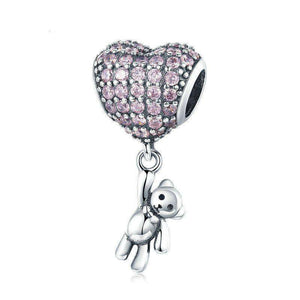 Pandora Compatible 925 sterling silver Heart Bear Pink CZ Charm From CharmSA Image 1